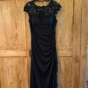 Regal long ruched formal off shoulder dress